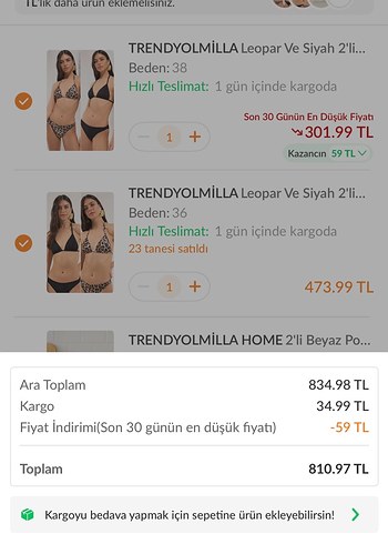 Trendyol & Milla Leopar Desenli ve Siyah İkili Üçgen Bikini Takımı
