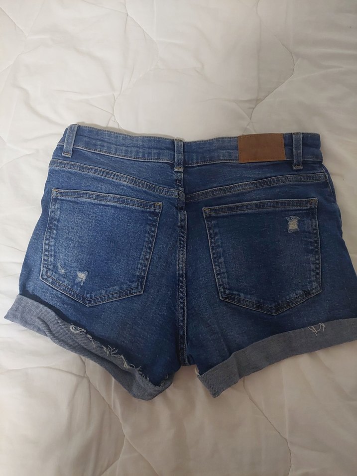 Kadın Lacivert Bol Kesim Kısa Kot Şort - Görsel 3