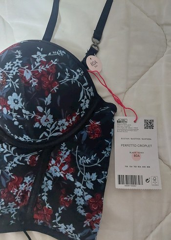 Çiçek Desenli Gotik Düğmeli Midi Büstiyer - Görsel 2