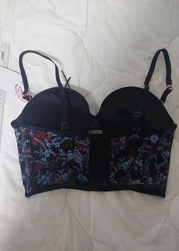 Çiçek Desenli Gotik Düğmeli Midi Büstiyer - Görsel 4