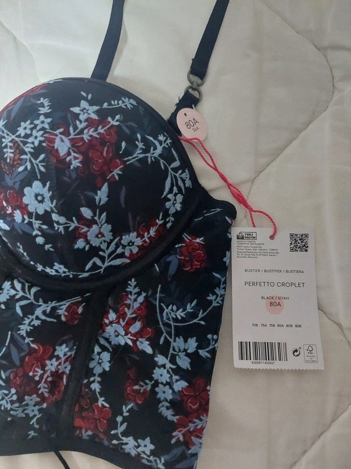 Çiçek Desenli Gotik Düğmeli Midi Büstiyer - Görsel 2