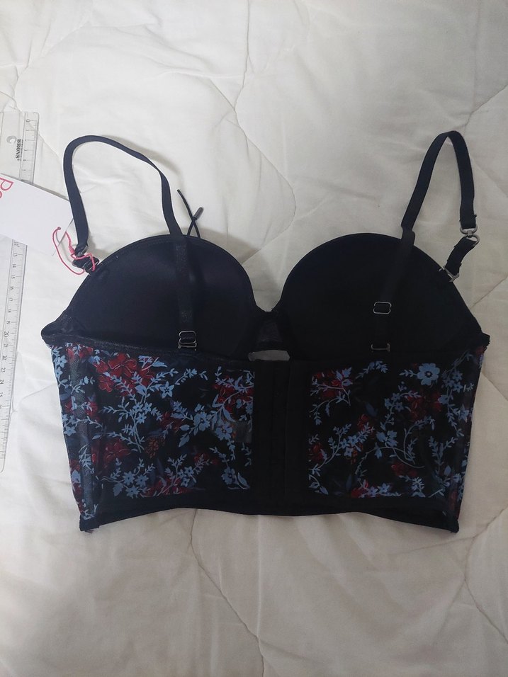 Çiçek Desenli Gotik Düğmeli Midi Büstiyer - Görsel 4