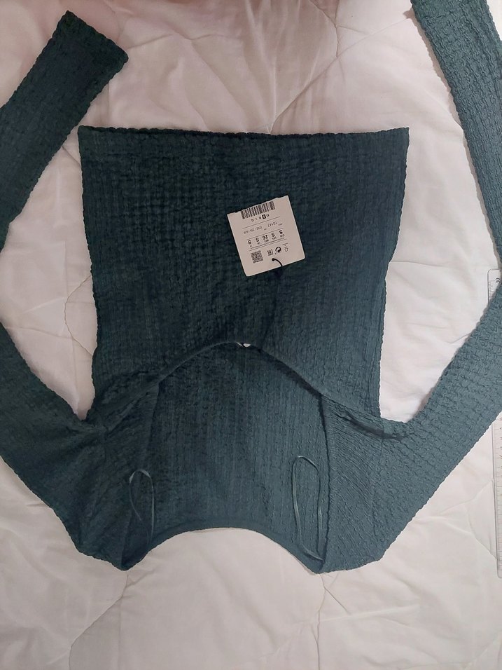 Koyu Yeşil Kadın Uzun Kollu Bluz - Görsel 2