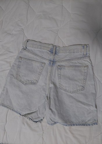 Gri Salaş Mini Denim Şort - Görsel 4