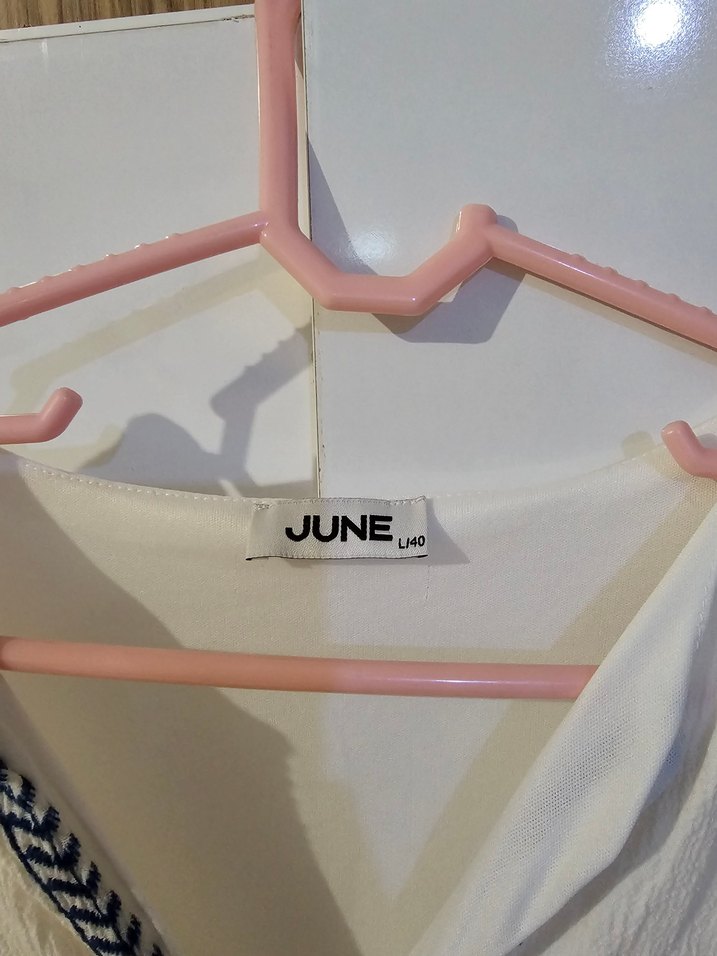 Nakışlı Beyaz Bohem Uzun Elbise - Görsel 2