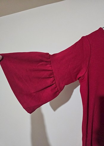 Kırmızı Kadın Pamuklu Midi Elbise - Görsel 3