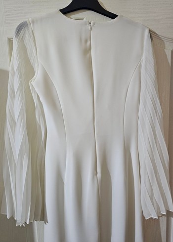 Tasarım Beyaz Uzun Kollu Drapeli Kadın Elbise - Görsel 7