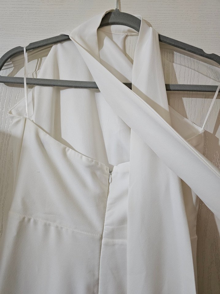 Sade Uzun Beyaz Straplez Elbise-Gelinlik - Görsel 4