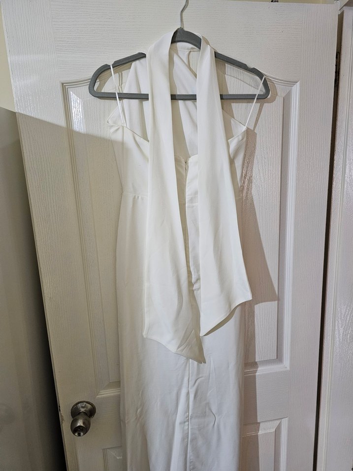 Sade Uzun Beyaz Straplez Elbise-Gelinlik - Görsel 3