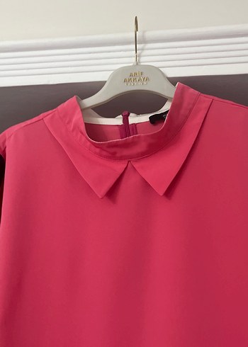l Beden pembe Renk Pembe Midi Tunik, Uzun Kollu, Salaş Kesim