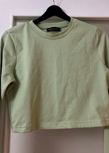 LC Waikiki Yeşil Kadın Uzun Kollu Crop Top