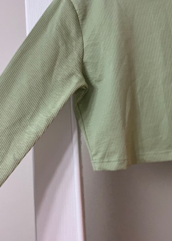 l Beden Yeşil Kadın Uzun Kollu Crop Top