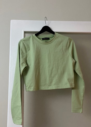 Yeşil Kadın Uzun Kollu Crop Top
