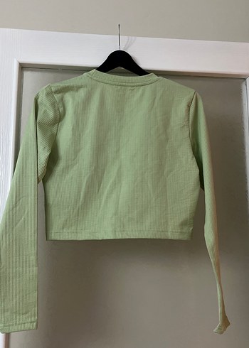 l Beden yeşil Renk Yeşil Kadın Uzun Kollu Crop Top