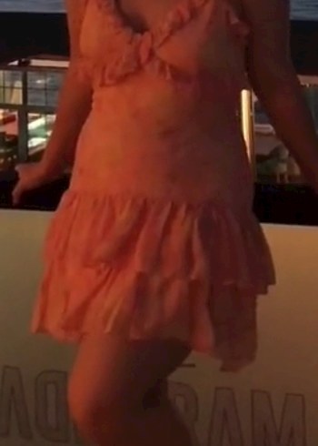 m Beden pembe Renk Pembe Pastel Fırfırlı sifon elbise