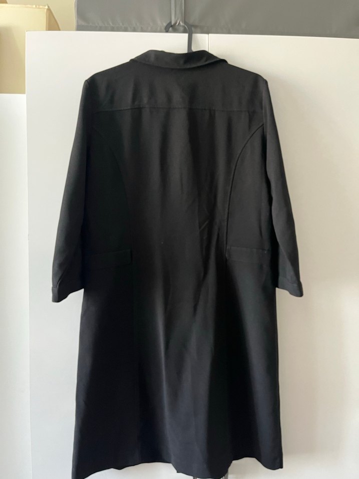 Düğmeli Siyah Uzun gömlek elbise - Görsel 2