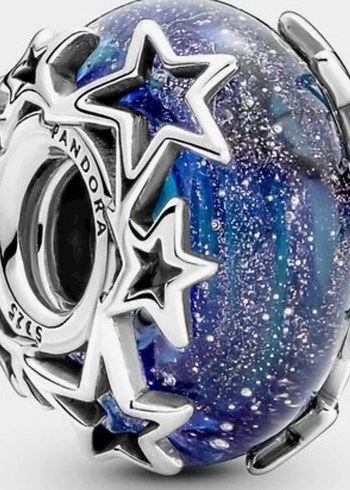 Mavi Parlak Boncuklu Yıldızlı Pandora Charm - Görsel 2