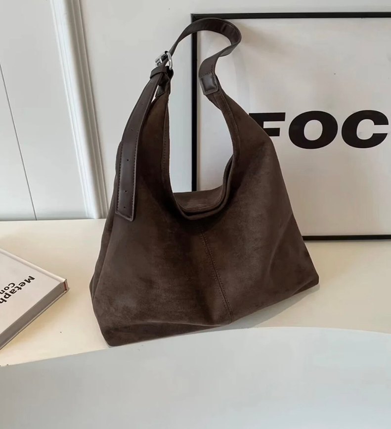 Kahverengi Süet Kadın Çanta - Görsel 2