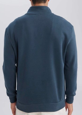 Gri Yarım Fermuarlı Erkek Sweatshirt - Görsel 2