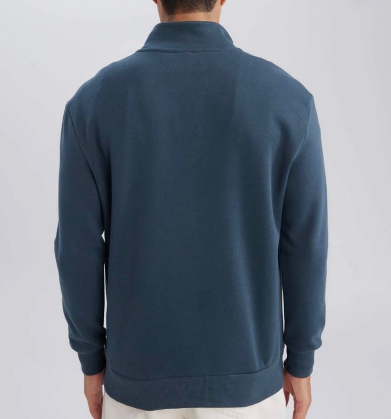 Gri Yarım Fermuarlı Erkek Sweatshirt - Görsel 2