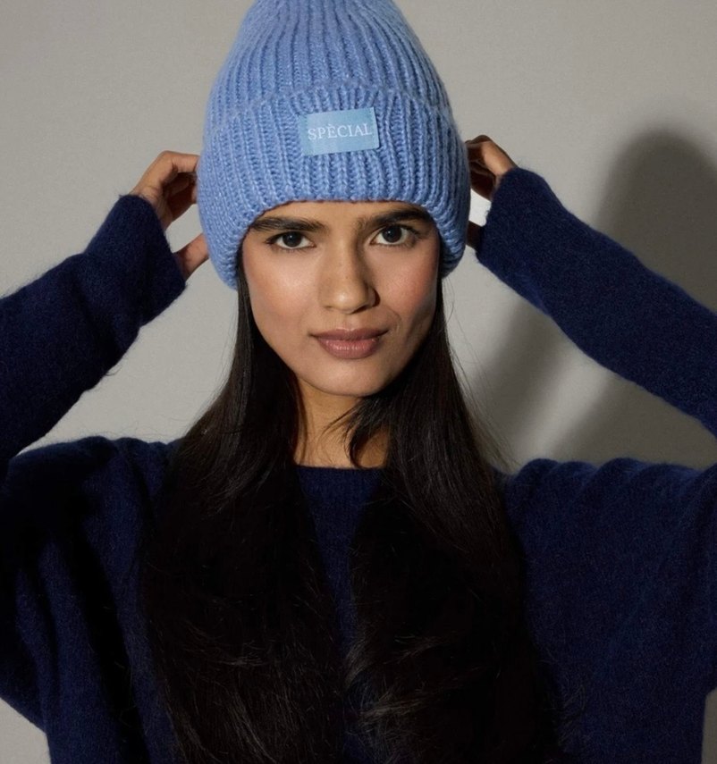 Kadın Mavi Örgü Bere - Görsel 2