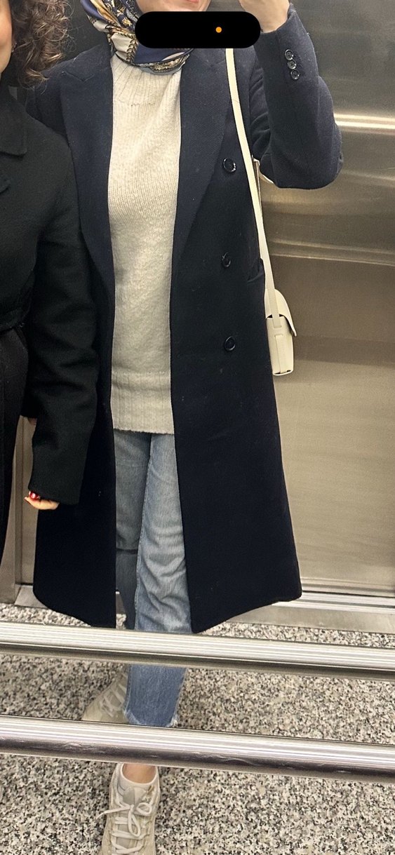 Mango Lacivert Çift Düğmeli Kaban - Görsel 2