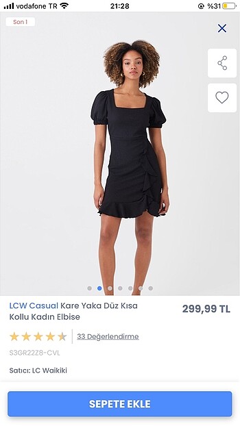 Lc waikiki siyah mini elbise
