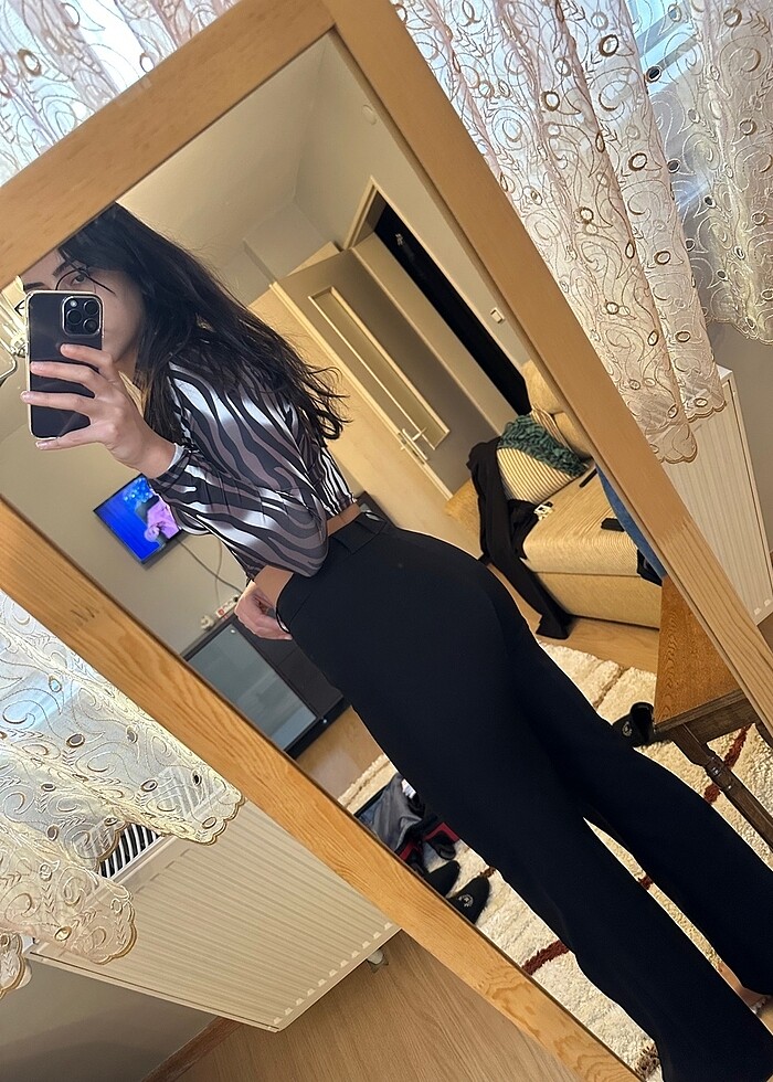 Siyah kumaş pantolon - Görsel 2