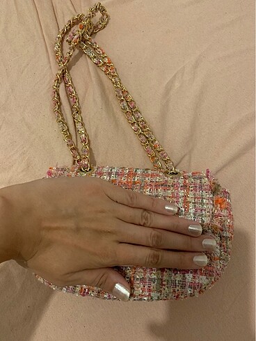Accessorize pembe örgü çanta