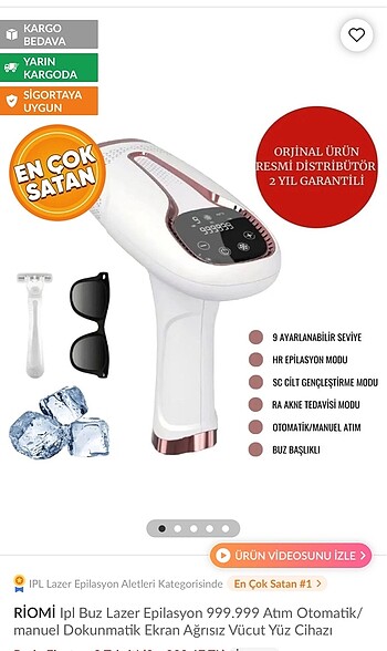 Riomi Ipl Buz Lazer Epilasyon Cihazı