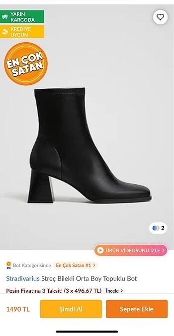 Stradivarius Streç Bilekli Topuklu Bot