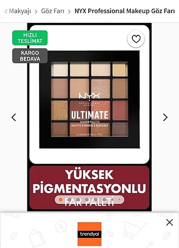Nyx far paleti 
