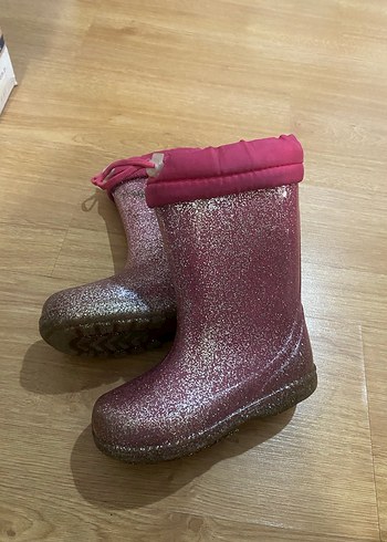 28 Beden Pembe Simli Kız Çocuk Yağmur Çizmesi