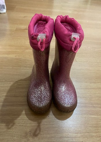 Pembe Simli Kız Çocuk Yağmur Çizmesi
