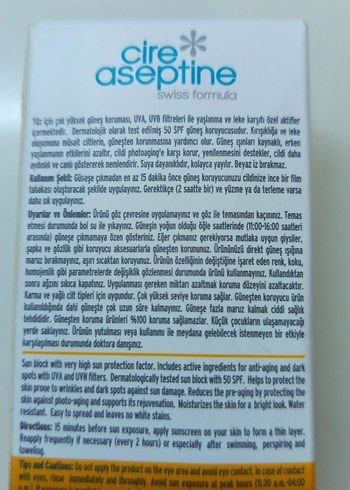 Cire Aseptine SPF 50 Yüz Güneş Koruyucu - Görsel 3