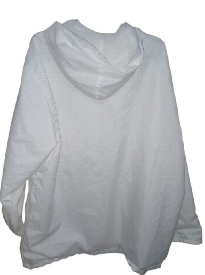 Kadın Beyaz Kapüşonlu Fermuarlı yağmurluk - Görsel 2