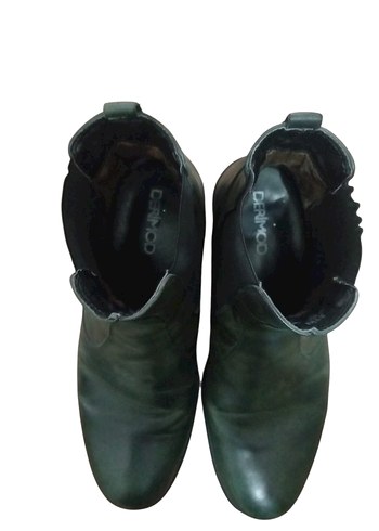 Koyu Yeşil Deri Erkek Biker Bot - Görsel 3