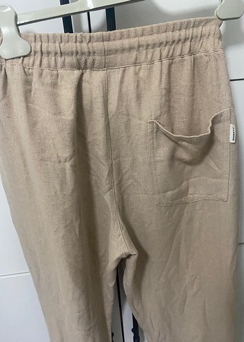 m Beden ten rengi Renk Bej Kadın Keten Midi Rahat Kesim Pantolon