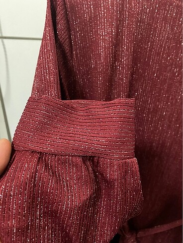 xxl Beden bordo Renk Kendinden simli abiye elbise