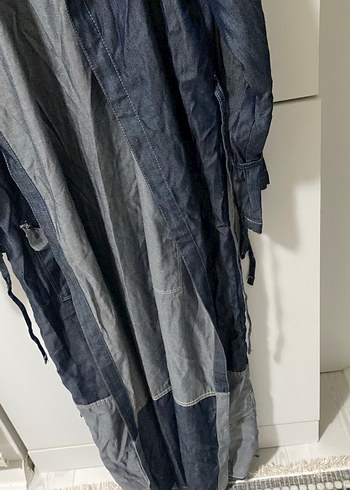 44 Beden gri Renk Gri Uzun Denim Kadın Elbise