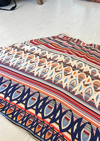 Bohem 42 beden Çok Renkli Midi Hamile Etek - Görsel 9