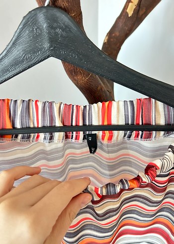 Bohem 42 beden Çok Renkli Midi Hamile Etek - Görsel 3