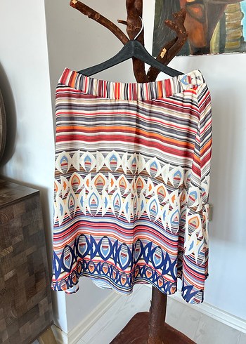 Bohem 42 beden Çok Renkli Midi Hamile Etek - Görsel 5