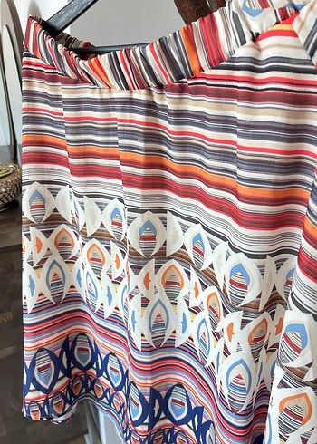 Bohem 42 beden Çok Renkli Midi Hamile Etek - Görsel 7