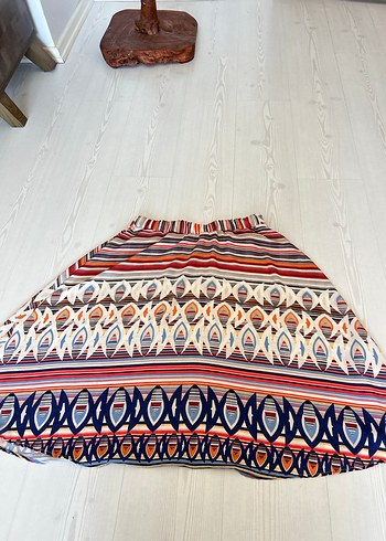 Bohem 42 beden Çok Renkli Midi Hamile Etek - Görsel 10