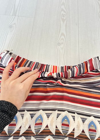 Bohem 42 beden Çok Renkli Midi Hamile Etek - Görsel 8