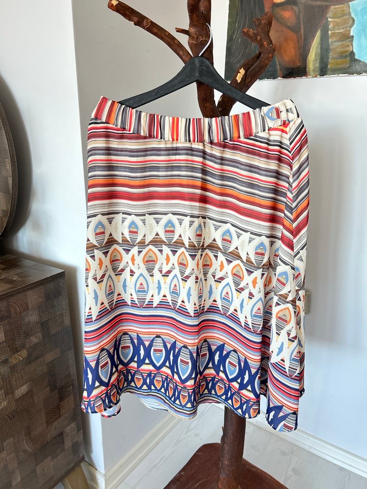 Bohem 42 beden Çok Renkli Midi Hamile Etek - Görsel 5