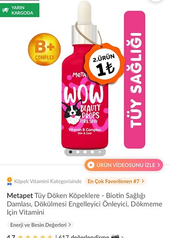 Metapet köpeklere Tüy sağlığını destekleyici b vita minli damla - Görsel 2