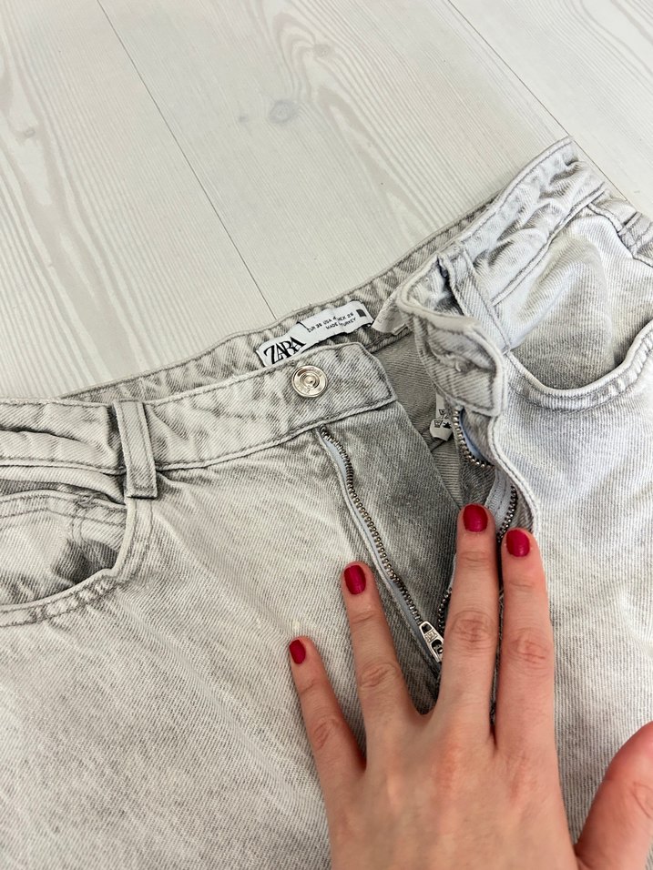 Gri Baskılı Rahat Kesim Kadın Kot Pantolon - Görsel 5