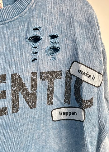 Zara 9/10 yaş Erkek Çocuk Mavi Denim Sweatshirt - Görsel 4
